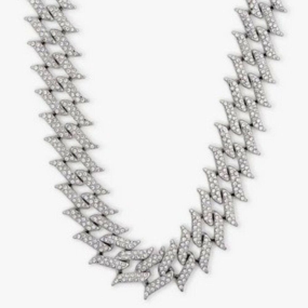 AMERICAN EXCHANGE Edgy/Rocker Silver Clear Pave Crystal 20" Chain Necklace**NEW! - Picture 3 of 3